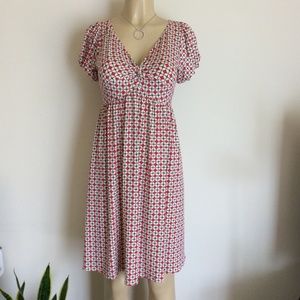 Max Studio Dress Red Black & white V neck